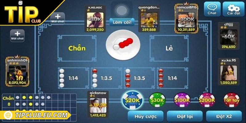 Bàn chơi xóc đĩa Tipclub với thiết kế trực quan